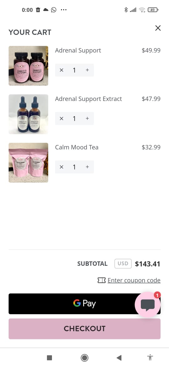 mobile checkout page of an online store built on Strikingly with a live chat feature mobile checkout page of an online store built on Strikingly with a live chat feature